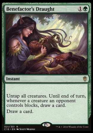 '-Benefactor's Draught
Instant
Untap all creatures. Until end of turn, whenever a creature an opponent controls blocks, draw a card.
Draw a card.