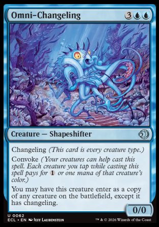 Omni-Changeling
Creature â€” Shapeshifter
Changeling
Convoke
You may have this creature enter as a copy of any creature on the battlefield, except it has changeling.
0/0