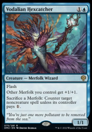 '-Vodalian Hexcatcher
Creature â€” Merfolk Wizard
Flash
Other Merfolk you control get +1/+1.
Sacrifice a Merfolk: Counter target noncreature spell unless its controller pays %1.
1/1