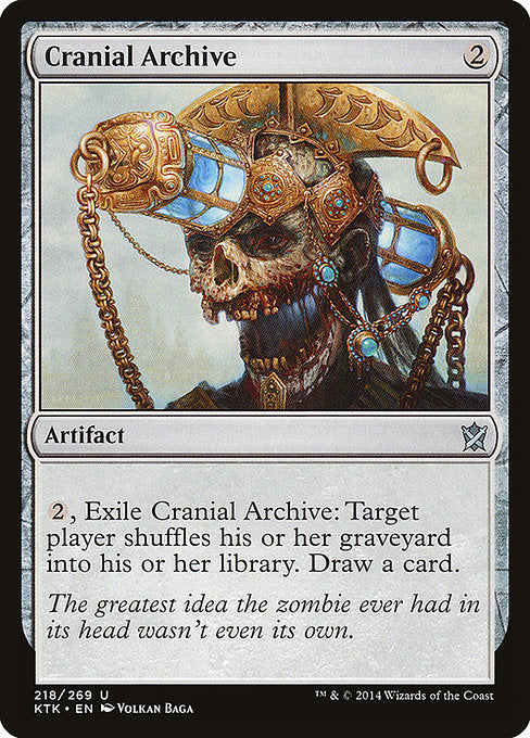 Cranial Archive
Artifact
{2}, Exile this artifact: Target player shuffles their graveyard into their library. Draw a card.
