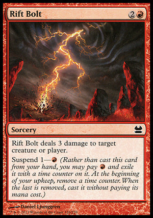 Rift Bolt
Sorcery
Rift Bolt deals 3 damage to any target.
Suspend 1 — %R
