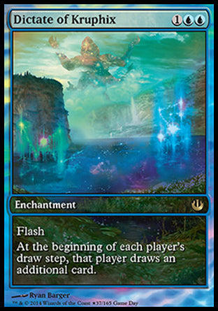 '-Dictate of Kruphix
Enchantment
Flash
At the beginning of each player's draw step, that player draws an additional card.