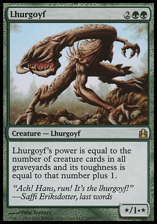 Lhurgoyf
Creature — Lhurgoyf
Lhurgoyf's power is equal to the number of creature cards in all graveyards and its toughness is equal to that number plus 1.
*/1+*