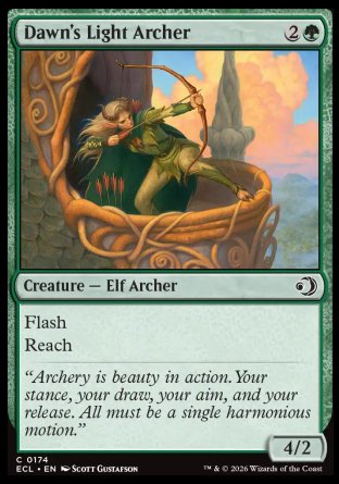 Dawn's Light Archer
Creature â€” Elf Archer
Flash
Reach
4/2