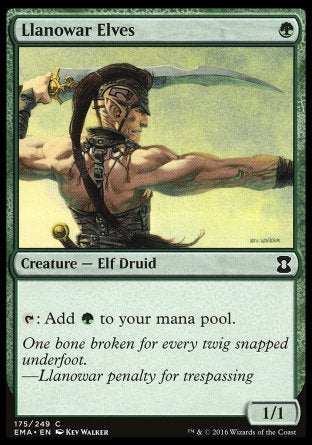 '-Llanowar Elves
Creature â€” Elf Druid
%T: Add %G.
1/1