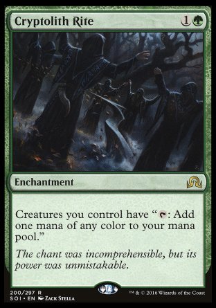 '-Cryptolith Rite
Enchantment
Creatures you control have "%T: Add one mana of any color."