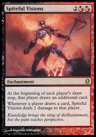 '-Spiteful Visions
Enchantment
At the beginning of each player's draw step, that player draws an additional card.
Whenever a player draws a card, this enchantment deals 1 damage to that player.
