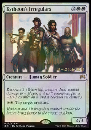 Kytheon's Irregulars
Creature — Human Soldier
Renown 1
%W%W: Tap target creature.
4/3