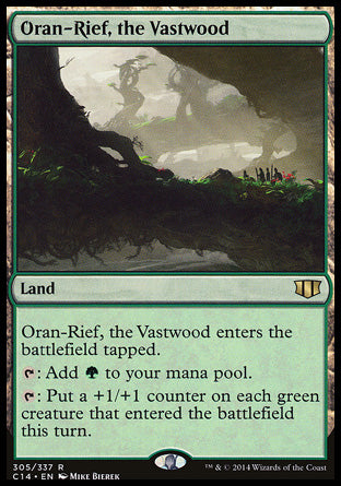 '-Oran-Rief, the Vastwood
Land
This land enters tapped.
%T: Add %G.
%T: Put a +1/+1 counter on each green creature that entered this turn.
