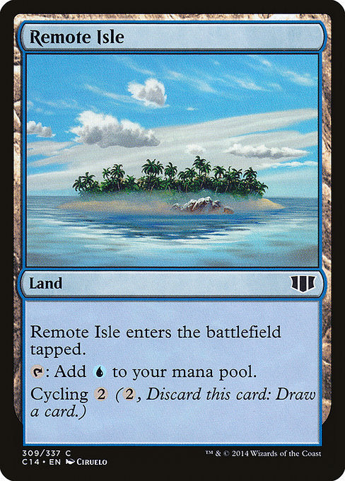 Remote Isle
Land
This land enters tapped.
{T}: Add {U}.
Cycling {2} ({2}, Discard this card: Draw a card.)