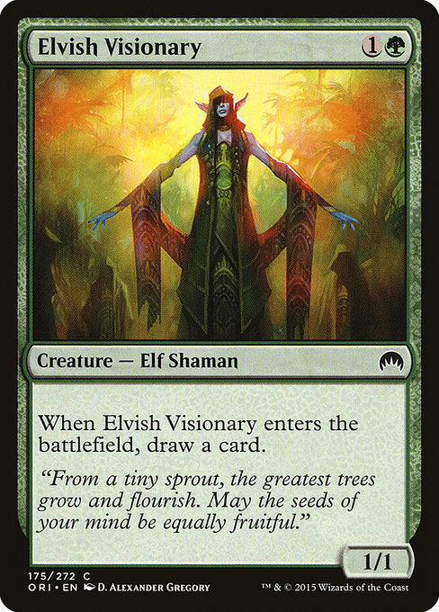 Elvish Visionary
Creature — Elf Shaman
When this creature enters, draw a card.
1/1