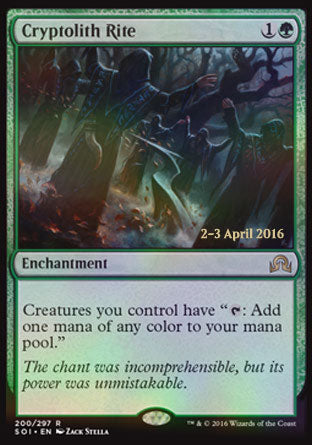'-Cryptolith Rite
Enchantment
Creatures you control have "%T: Add one mana of any color."