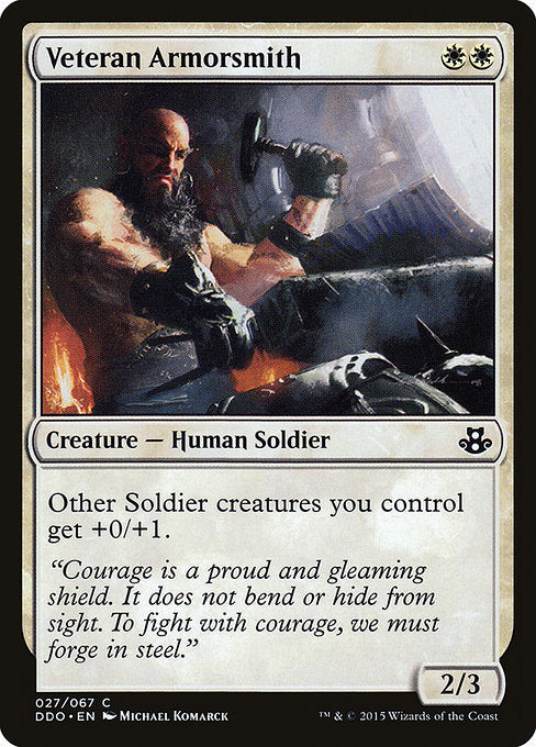Veteran Armorsmith
Creature — Human Soldier
Other Soldier creatures you control get +0/+1.
2/3