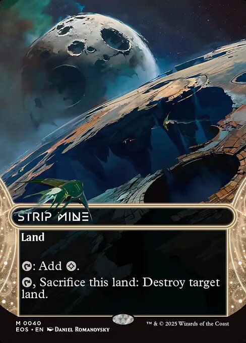 Strip Mine
Land
{T}: Add {C}.
{T}, Sacrifice this land: Destroy target land.