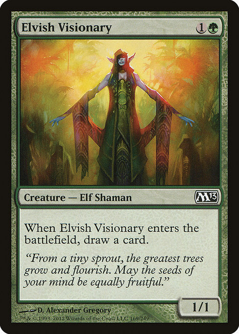 Elvish Visionary
Creature — Elf Shaman
When this creature enters, draw a card.
1/1