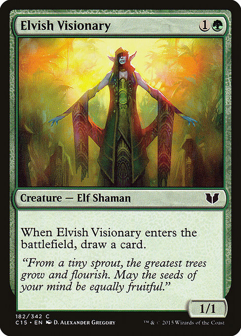 Elvish Visionary
Creature — Elf Shaman
When this creature enters, draw a card.
1/1