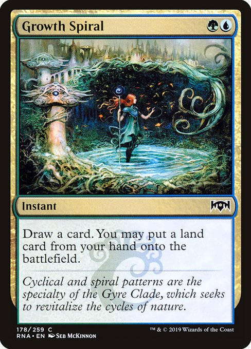Growth Spiral
Instant
Draw a card. You may put a land card from your hand onto the battlefield.