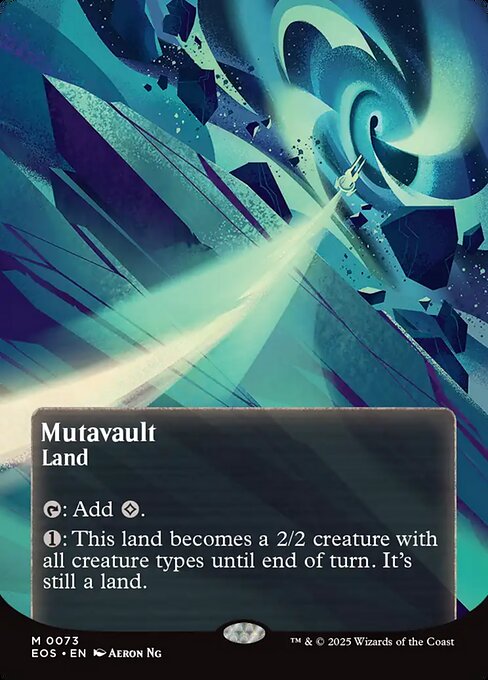 Mutavault
Land
{T}: Add {C}.
{1}: This land becomes a 2/2 creature with all creature types until end of turn. It's still a land.