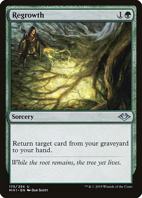 Regrowth
Sorcery
Return target card from your graveyard to your hand.