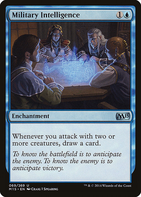 Military Intelligence
Enchantment
Whenever you attack with two or more creatures, draw a card.