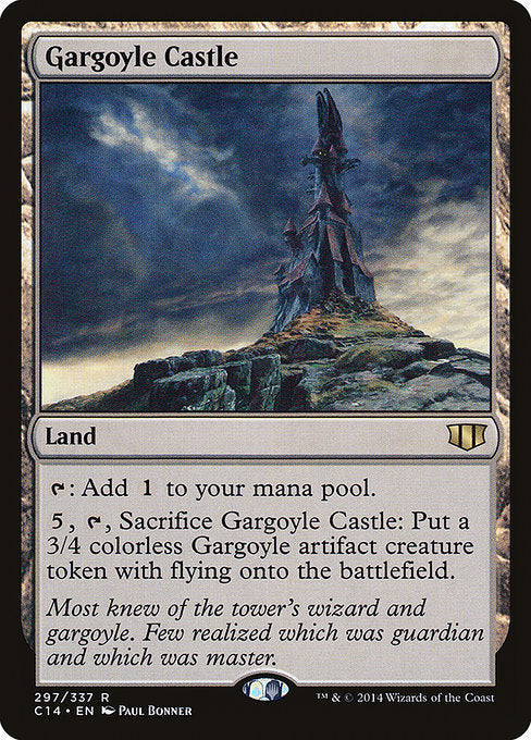 Gargoyle Castle
Land
{T}: Add {C}.
{5}, {T}, Sacrifice this land: Create a 3/4 colorless Gargoyle artifact creature token with flying.