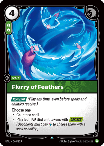 Rules
[Reaction]
Choose one —
Energy
4
Might
-
Domain
Calm
Rarity
Uncommon
Number
044/219
Artist
Polar Engine Studio
Expansion
Unleashed