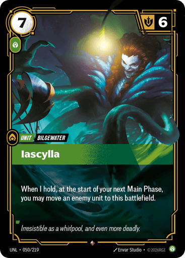 Rules
When I hold, at the start of your next Main Phase, you may move an enemy unit to this battlefield.
Energy
7
Might
6
Domain
Calm
Rarity
Rare
Number
050/219
Artist
Envar Studio
Expansion
Unleashed