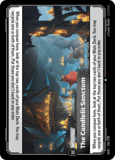 Rules
When you conquer here, look at the top two cards of your Main Deck. You may recycle one or both of them. Put those you don't back in any order.
Energy
-
Might
-
Domain
Colorless
Rarity
Uncommon
Number
291/298
Artist
Envar Studio
Expansion
Origins